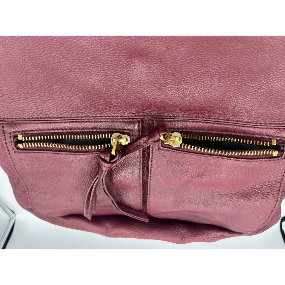 Fossil Handbag Purse Purple Pebble Leather Crossbody Or Shoulder Zip Boho Chic - Picture 16 of 16